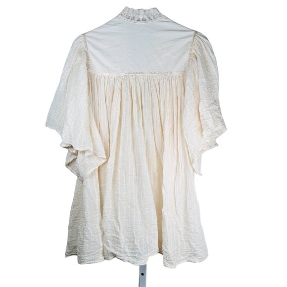 Vintage Cotton Lace Crochet Kimono Large Flowy Open Western Cottage - Picture 2 of 7